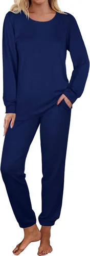 Vista 125 de Aloodor conjunto deportivo de 2 piezas para mujer, con sudadera con cuello redondo, sin botones