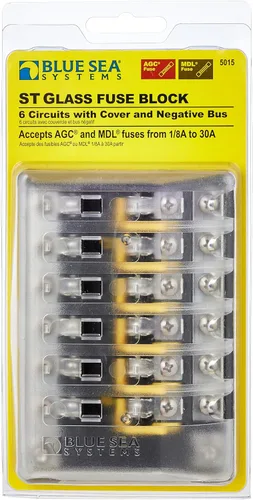 Vista 2 de Blue Sea Systems Bloque de fusibles 5015 AGC 6-CIR con tierra, 3.5 x 5.0 pulgadas