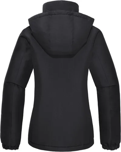 Vista 2 de CAMELSPORTS Chaqueta impermeable de esquí de montaña para mujer, con forro polar, impermeable, resistente al viento, con capucha para otoño e
