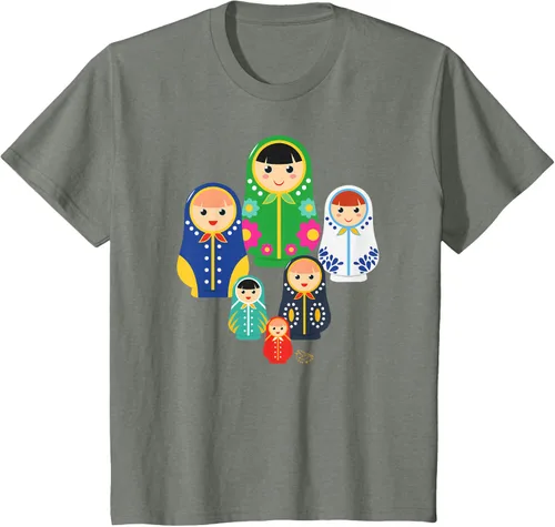 Vista 69 de Matryoshka Russian Nesting Dolls, Rusia - Camiseta de regalo, Azul / Patchwork, S