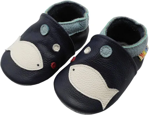 Vista 3 de YALION Mocasines para bebés y niñas, zapatos de cuero de suela suave, antideslizantes, zapatos de cuna para bebés precaminantes