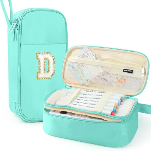 Vista 40 de Estuche Grande para Lápices, Bolsa de Lápices de Gran Capacidad, Bolsa de Lápices Personalizada con Inicial con Cremallera Suave, Múltiples