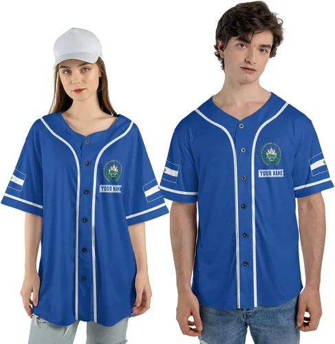 Vista 2 de Camiseta personalizada de béisbol de El Salvador, camiseta de orgullo de la bandera de El Salvador, camiseta salvadoreña, camiseta de El Salvadoreña