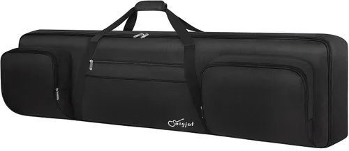 Vista 12 de SNIGJAT Funda para teclado de 49 teclas suave, bolsa de piano con bolsillos acolchados para piezas de instrumentos y accesorios, bolsa impermeable