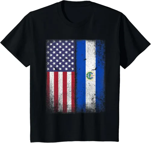 Vista 15 de Salvadoran American Flag El Salvador Salvadorean Salvadorian T-Shirt for Women Kids Men
