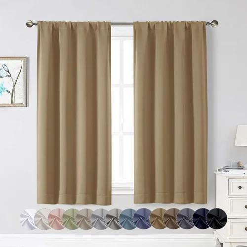 Vista 84 de Cortinas opacas para dormitorio, sala de estar, juego de 2 paneles de 54 pulgadas de largo, cortinas de oscurecimiento de habitación con aislamiento