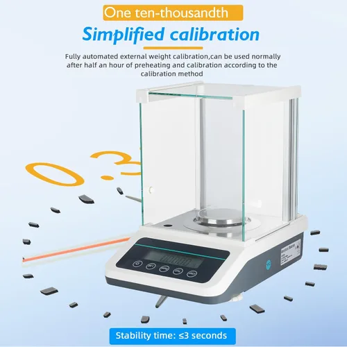 Vista 3 de Báscula de laboratorio de precisión de 0.00 oz, balanza analítica, balanza electrónica de laboratorio con pesos digitales e interfaz RS232