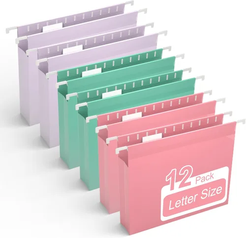 Vista 9 de Y YOMA Carpeta colgante de plástico con capacidad adicional, tamaño carta, expansión de 2 pulgadas, paquete de 6 carpetas colgantes expandibles