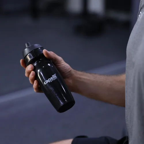 Vista 4 de Capelli Sport Botella de agua deportiva, botella de agua de plástico con boquilla fácil de abrir y paneles de agarre, color negro, 18.5 onzas