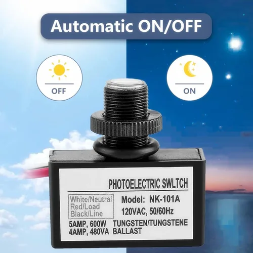 Vista 2 de Zerodis Interruptor fotoeléctrico del sensor del atardecer al amanecer de 120V, automático, negro