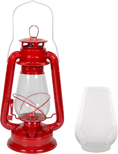 Vista 10 de Stansport Hurricane Lantern – Classic Metal Kerosene Oil Lamp with Glass Globe and Adjustable Wick – Portable Emergency Lighting & Decorative