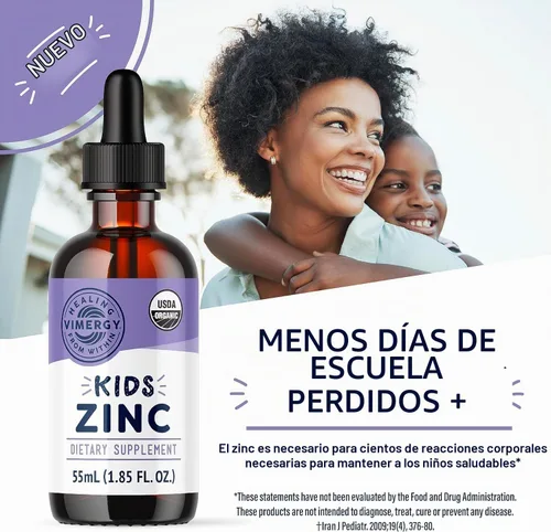 Vista 2 de VIMERGY Suplemento líquido de zinc para niños, orgánico sin OMG, 1.9 fl oz