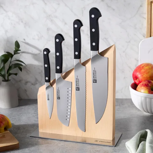 Vista 6 de ZWILLING Pro - Juego de bloques magnéticos para cuchillos, fabricado en Alemania, 5 piezas, bloque de madera de abedul
