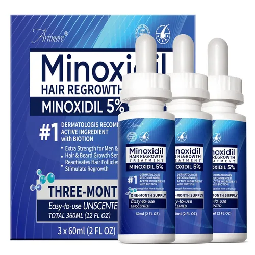 Vista 8 de Suero para el crecimiento del cabello de minoxidil al 5% para hombres y mujeres con biotina: minoxidil para hombres y mujeres, 5 por ciento