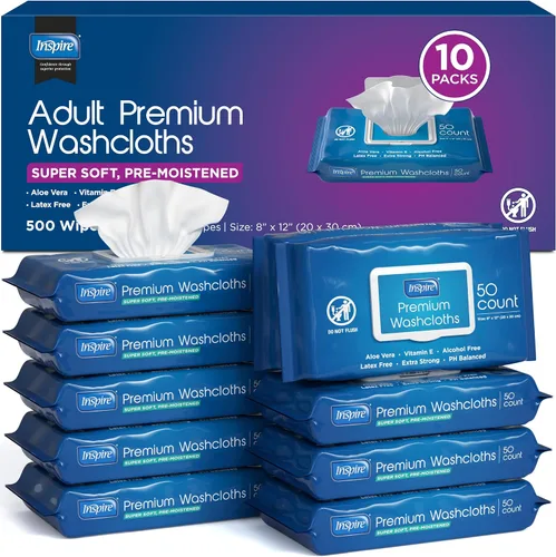 Vista 10 de Inspire Toallitas húmedas para adultos, paños de limpieza Toallitas para adultos para incontinencia y limpieza para personas mayores, 8 x 12