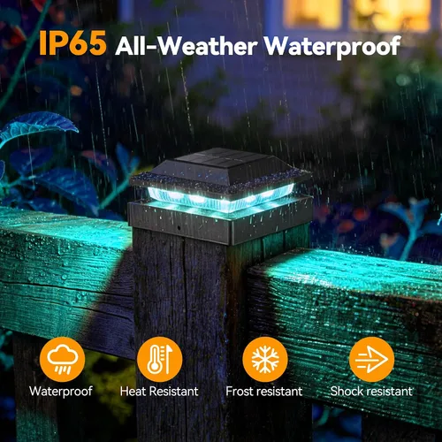 Vista 6 de Solar Post Cap Lights for 4x4 Wood/Vinyl Posts, 12 Pack Black