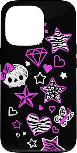 Vista 10 de Carcasa estética para iPhone 16 McBling Doodles Bimbo Trashy Y2K Animal Print Star