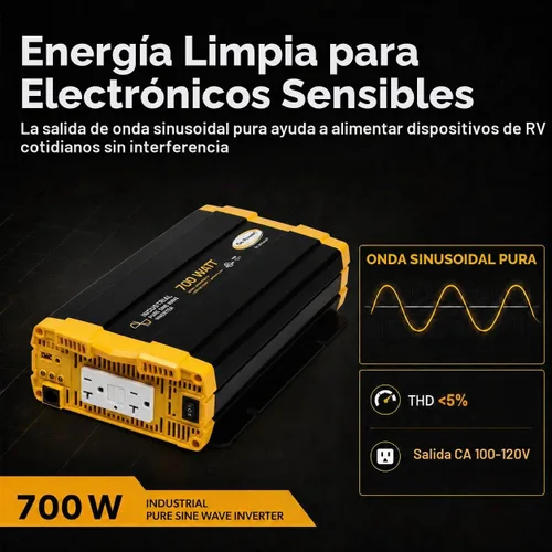 Vista 4 de Go Power GP-ISW700-700W - Inversor industrial de onda sinusoidal pura, 12 V