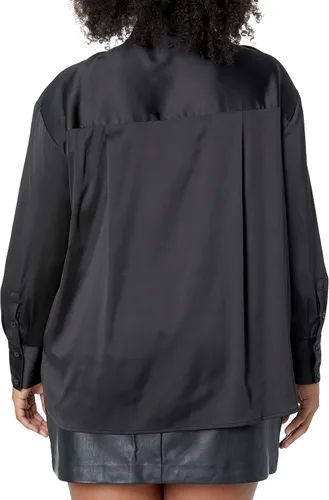Vista 5 de The Drop Logan - Camisa de gran tamaño con hombros caídos para mujer