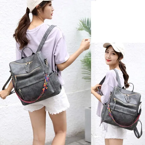Vista 5 de Bolso de viaje de la moda de las mujeres bolso del diseñador multiusos bolso de las señoras Satchel PU cuero bolsos de hombro gris