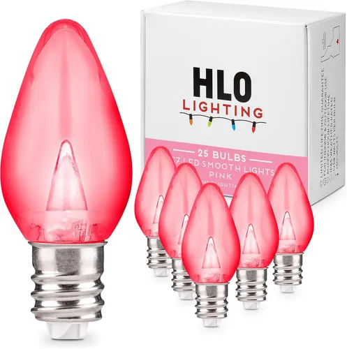 Vista 22 de Enchufe de iluminación navideña LED liso C7 verde azulado bombillas de repuesto para enchufes E12, grado comercial de bajo consumo, 2 bombillas