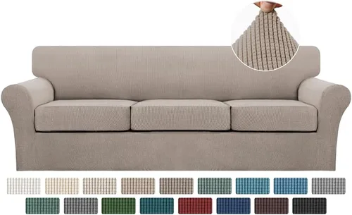 Vista 71 de Turquoize 2 fundas para sillas de sala de estar, funda de sofá con fundas de cojín individuales, funda de muebles para sillas (silla, beige biscotti)