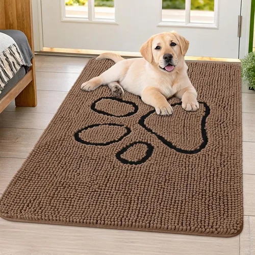 Vista 138 de Smiry Tapete para puerta de perro para patas fangosas, absorbente y Gris y negro