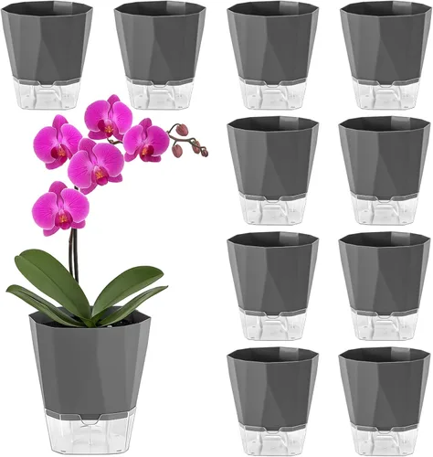 Vista 18 de Planterhoma macetas de riego automático (gris oscuro, 5 pulgadas - paquete de 12)
