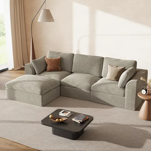 Vista 41 de Sofás seccionales Cloud de 110 pulgadas para sala de estar, sofá convertible sin hueso en forma de L con otomana, juego de sofá modular de gran