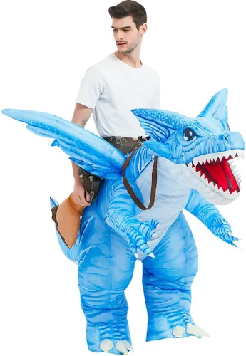 Vista 4 de GOOSH Disfraz inflable de dinosaurio para adultos, disfraz de Halloween para mujeres y hombres, divertido disfraz inflable para fiesta de Halloween