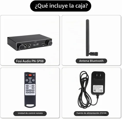 Vista 7 de Amplificador de audio Bluetooth 5.3 Amplificador estéreo de alta fidelidad de 2 canales con óptico/Bluetooth/USB/HDMI/AUX, canales de micrófono