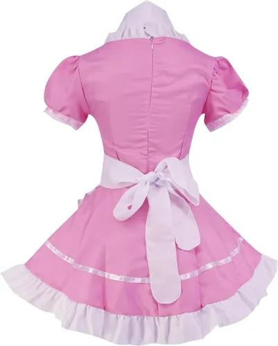 Vista 5 de Anime japonés clásico Sissy Maid Sweet Kawaii Lolita disfraz de disfraz de cosplay delantal de encaje guantes conjunto rosa
