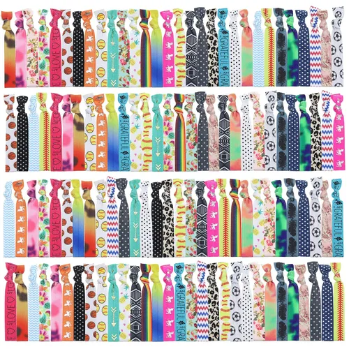 Vista 4 de 120 cintas elásticas sin arrugas para el cabello, para mujer, para yoga, cola de caballo, color surtido