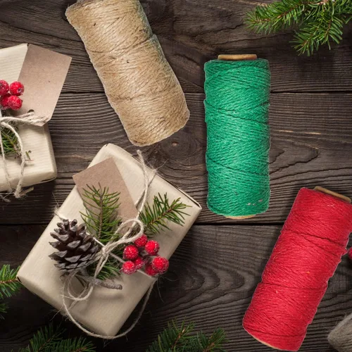 Vista 7 de Doumeny 6 rollos de cordel de algodón de Navidad de 984 pies de cuerda de algodón para panaderos de Navidad, cuerda de algodón rojo, verde y blanco