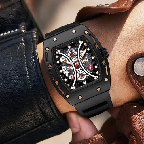 Vista 4 de MF MINI FOCUS Watch Wristwatch Fashion Hollow Big Dial Luminous Waterproof Sport Analog Quartz Business Mens Watches Silicon Strap Dress Watch