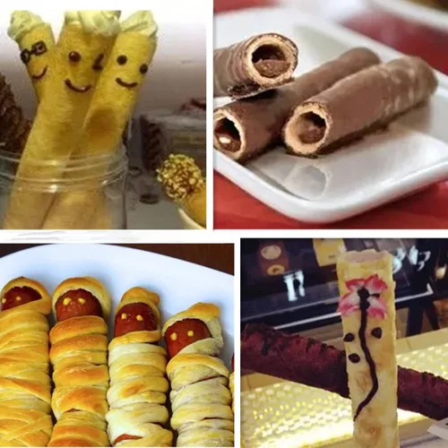Vista 5 de Joyeee Juego de 16 moldes de tubos de cannoli, con tubos antiadherentes de 4.7 pulgadas, grande, bolsa de tuberías reutilizables, cepillo y puntas