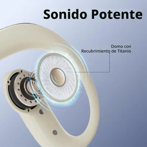 Vista 3 de Auriculares Bluetooth de oreja abierta, inalámbricos, con control táctil, diseño ligero, Bluetooth 6.0, tiempo de reproducción de 20 horas Beige