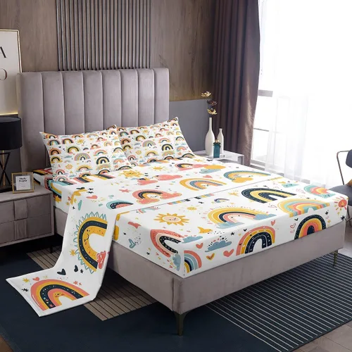 Vista 18 de Erosebridal Juego de sábanas de fresa, tamaño individual, diseño de fresa rosa para niñas y niños, sábana bajera ajustable de frutas tropicales