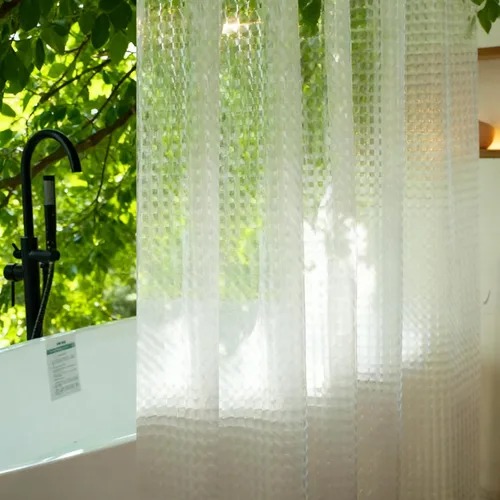 Vista 17 de Cortina de ducha corta transparente de 60 pulgadas de largo, forro de cortina de ducha corta de plástico EVA 7G, 60 pulgadas de largo para baño