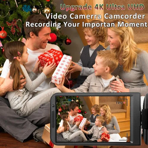 Vista 6 de Videocámara de video 4K UHD mejorada con micrófono, zoom digital de 18X, cámara de vlogging de enfoque automático para YouTube Antishake grabadora