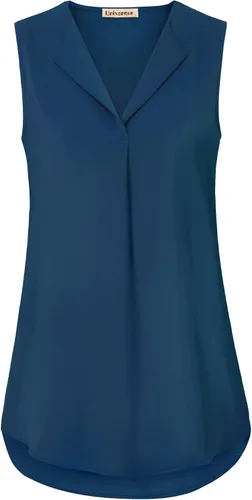 Vista 3 de Unixseque Blusa casual sin mangas con cuello en V para mujer, blusas de verano para oficina y trabajo