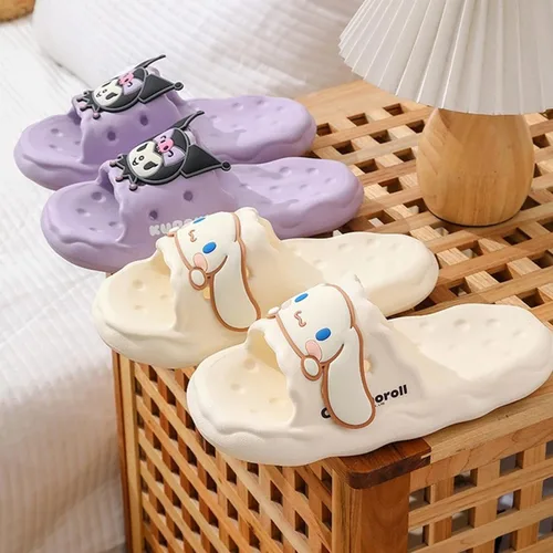 Vista 3 de Ohjijinn Kawaii Slides - Sandalias de verano con punta abierta, divertidas pantuflas de playa con suela gruesa acolchada, sandalias de nube