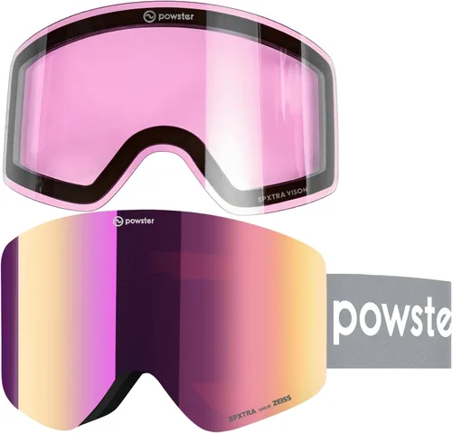 Vista 9 de Powster Ski Goggles Snow OTG Snowboard Goggles Magnetic Interchangeable Lens Frameless UV Protection Anti-fog mobile Skating
