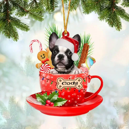 Vista 48 de NAZENTI Adorno personalizado de Alaskan Malamute en taza roja, adorno de Navidad personalizado para perros amantes de las mascotas, colgante