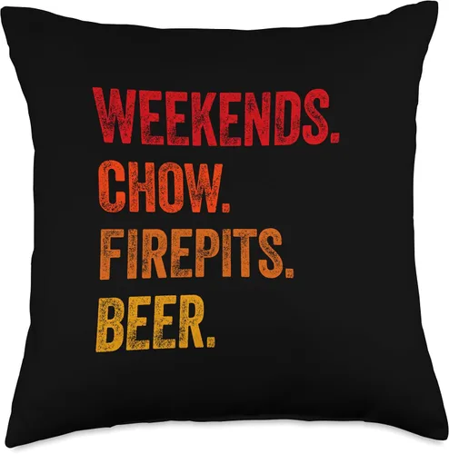Vista 4 de Distressed Puppy Chow Hiking & Camping Gifts Weekends Chow Firepits Beer Funny Dog Throw Pillow, 16x16, Multicolor