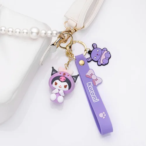 Vista 4 de Lindo llavero Kawaii de dibujos animados Sanrio kawaii llavero colgante para mochilas de coche, accesorios joyería