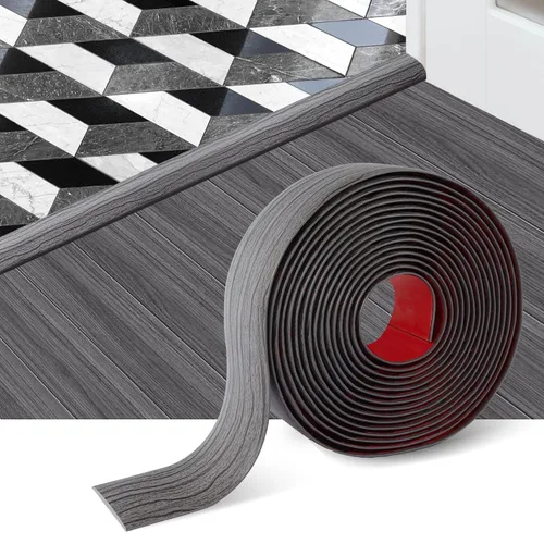 Vista 13 de Tira de transición de suelo, tiras autoadhesivas para suelos laminados, tira divisora plana de vinilo, diseño elegante de grano de madera