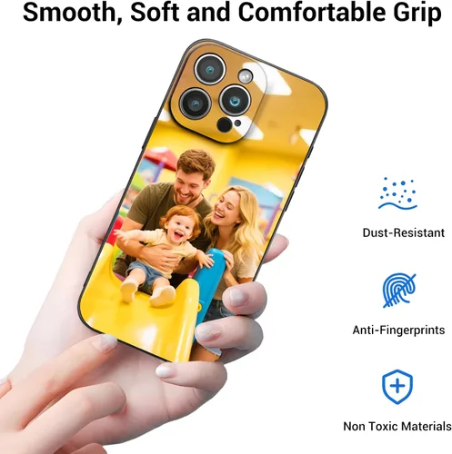 Vista 5 de Funda de teléfono personalizada para iPhone 17 16 15 14 13 12 11 (Air/Pro Max/Pro/Mini/XR/Plus/SE) – Funda de silicona líquida mate a prueba