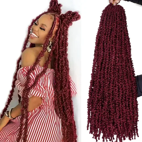 Vista 22 de ZRQ Butterfly Locs Cabello de Ganchillo Corto 6 Paquetes Negro Cabello Bob de Ganchillo 8 Pulgadas Locs Sintéticos Desordenados Desgastados Trenzas