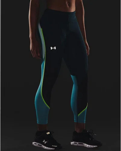 Vista 4 de Under Armour Leggings deportivos Fly Fast con panel de malla para mujer (cian oscuro, talla XS), Cián (dark cyan)